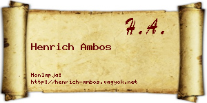 Henrich Ambos névjegykártya